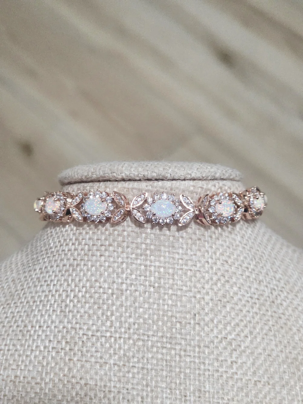 Rose Gold Opal & Cubic Zirconia Tennis Bracelet
